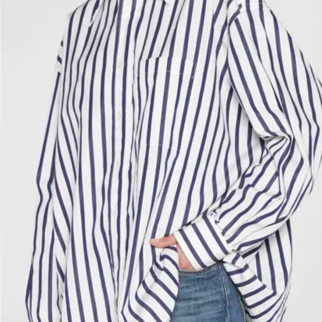 Bottega Veneta Navy And White Striped Shirt